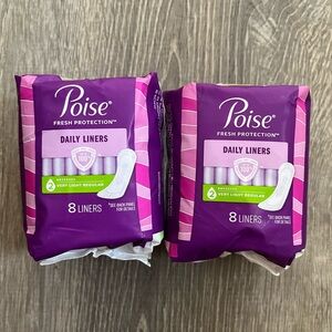 Poise Daily Liners 2 Very Light Regular 8 Liners In Each Package - Lot of 2